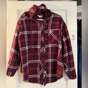 Maurices Plaid Shirt in Burgundy and White size 1x